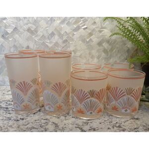 8 Vintage Stotter Deco Revival Plastic Seashell Tumbler Glasses Beach House READ